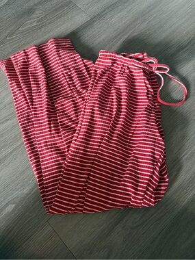 H&M Red and White Striped Drawstring Lounge Pants